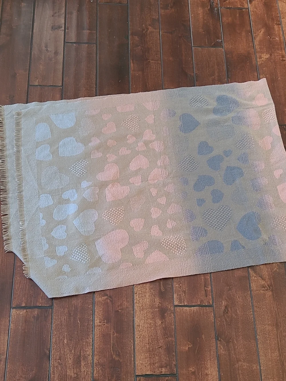 Sandro Ferrone Soft Ombre Heart Print Wrap Scarf - Taupe & Dusty Pink